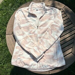 Old navy pink and White fleece Camo Zip-Up Jacket